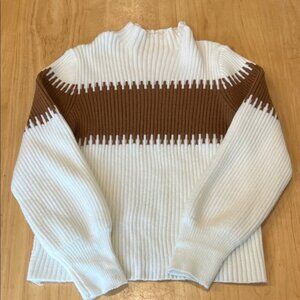 SHEIN White and Brown Cowl Neck Sweater